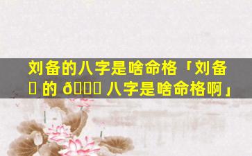刘备的八字是啥命格「刘备 ☘ 的 🐋 八字是啥命格啊」
